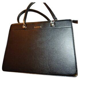 SILVIAROSA Black Faux Leather Slender Satchel Handbag NWOT